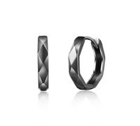 immobird Boucle d'oreille Homme Noir en Argent 925 Unisexes Minimalistes Creoles pour Hommes Femmes Diamètre:18mm