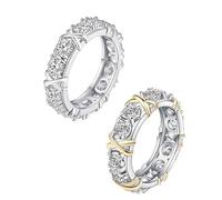 IMMUNOTRAX Anneau de magnétologie Moissanite X, anneau croisé, soulagement de la Circulation sanguine et des ganglions lymphatiques, anneaux magnétiques en Zircon, perte de poids (Silver+Gold,6)