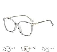 IMMUNOTRAX Belles Lunettes de Lecture Anti-lumière Bleue, Lunettes carrées à la Mode Anti-lumière Bleue pour Femmes, Lunettes de Lecture bloquant la lumière Bleue pour Dames (Grey,350)