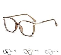 IMMUNOTRAX Belles Lunettes de Lecture Anti-lumière Bleue, Lunettes carrées à la Mode Anti-lumière Bleue pour Femmes, Lunettes de Lecture bloquant la lumière Bleue pour Dames (Bright Brown,350)