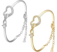 IMMUNOTRAX Bracelet cœur infini « Always In My Heart » pour ma fille, bracelet cœur infini pour mère et fille, bracelet cœur en zircon réglable, cadeau pour femme (Gold+Silver)