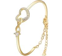IMMUNOTRAX Bracelet cœur infini « Always In My Heart » pour ma fille, bracelet cœur infini pour mère et fille, bracelet cœur en zircon réglable, cadeau pour femme (Gold)