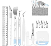 ImnBest 12 Outils de désherbage en Vinyle, Accessoires pour Traceur en Acier Inoxydable, avec 1 Sac de Rangement, pour Le Bricolage, camées.