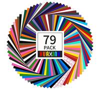 IModeur 79 Paquets Feuilles de vinyle adhésives, 30,48 x 30,48 cm Vinyle auto-adhésif avec papier transfert transparent pour Cricut, Silhouette Cameo & Machines