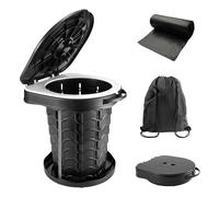 imodomio Camping Portable Toilet for Adults Portable Toilet Comes with 10 Bin Bags and is Ideal for Camping, Hiking, Fishing and Parties. Load Capacity up to 180 kg (Noire, S à Ressort)