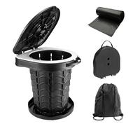 imodomio Camping Portable Toilet for Adults Portable Toilet Comes with 10 Bin Bags and is Ideal for Camping, Hiking, Fishing and Parties. Load Capacity up to 180 kg (Noire, S)