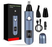 iMoebel Tondeuse nasale 3 en 1 avec affichage LED, rechargeable avec double lames de coupe, sourcils et visage, pour hommes et femmes, bleue