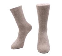 iMongol Pure Cashmere Chaussettes épaisses unisexes mi-mollet pour femme et homme par couture à la main, beige, 4.5-9