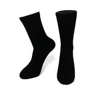 iMongol Pure Cashmere Chaussettes épaisses unisexes mi-mollet pour femme et homme par couture à la main, Noir , 6-11
