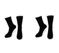 iMongol Pure Cashmere Chaussettes épaisses unisexes mi-mollet pour femme et homme par couture à la main, 2 paires, noir/noir, 4.5-9