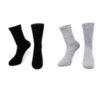 iMongol Pure Cashmere Chaussettes épaisses unisexes mi-mollet pour femme et homme par couture à la main, 2 paires, noir/gris clair, 4.5-9