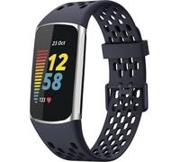 imoshion Bandeau de sport en silicone avec trous pour Fitbit Charge 5 / Charge 6 - Bleu foncé