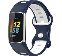 imoshion Bandeau de sport en silicone pour Fitbit Charge 5 / Charge 6 - Bleu / Blanc