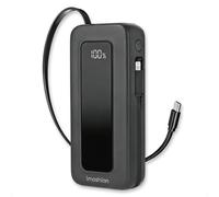 imoshion Batterie externe 10 000 mAh – câble rétractable – Power Delivery – USB‑C + Lightning – Noir