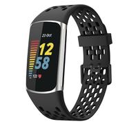 imoshion Bracelet de sport en silicone avec trous pour Fitbit Charge 5 / Charge 6 - Noir
