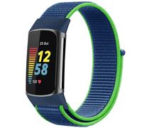 imoshion Bracelet en nylon pour Fitbit Charge 5 - Taille L - Blue & Green