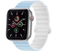 imoshion Bracelet en silicone magnétique pour Apple Watch Series 1 t/m 9 / SE (38/40/41 mm) | Series 10 / 11 (42 mm) - Blauw & Wit / Blue & White