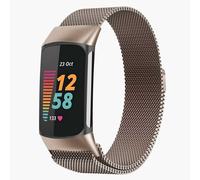 imoshion imoshion Bracelet magnétique milanais pour Fitbit Charge 5 Taille M Champagne Beige