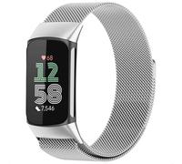 imoshion Bracelet magnétique milanais pour le Fitbit Charge 5 - Taille M - Argent
