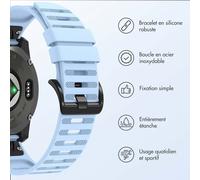 imoshion Bracelet QuickFit® Stripe en silicone - Connexion Garmin 22 mm - Bleu clair