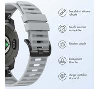 imoshion Bracelet QuickFit® Stripe en silicone - Connexion Garmin 22 mm - Gris