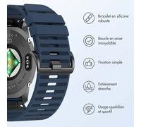 imoshion Bracelet QuickFit® Stripe en silicone - Connexion Garmin 26 mm - Bleu foncé