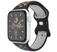 imoshion Bracelet Sport? en silicone pour Apple Watch | 44/45/46/49 mm - Taille S/M - Black Rainbow