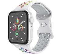 imoshion Bracelet Sport? en silicone pour Apple Watch Series 1 - 11 / SE / Ultra (44/45/46/49 mm) - Taille S/M - White Rainbow