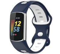 imoshion Bracelet Sport? en silicone pour Fitbit Charge 5 / 6 - Dark Blue & White