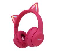 imoshion Casque sans fil pour enfants LED Light Cat Ear - Limiteur de décibels - Avec câble AUX - Hot Pink