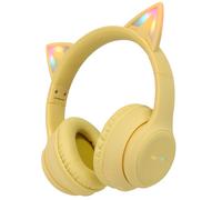 imoshion Casque sans fil pour enfants LED Light Cat Ear - Limiteur de décibels - Avec câble AUX - Jaune