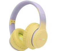imoshion Casque sans fil pour enfants LED Light - Limiteur de décibels - Avec câble AUX - Lavender Lilac / Yellow