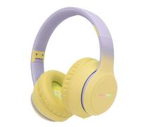 imoshion Casque sans fil pour enfants LED Light - Limiteur de décibels - Avec câble AUX - Lavender Lilac / Yellow