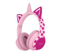 imoshion Casque sans fil pour enfants Unicorn LED Light - Limiteur de décibels - Avec câble AUX - Pink / Hot Pink
