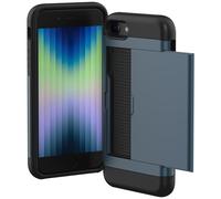 imoshion Coque arrière avec porte-cartes pour Apple iPhone SE (2022 / 2020) / 8 / 7 - Bleu foncé