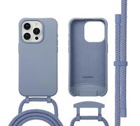 imoshion Coque arrière Color avec cordon amovible et MagSafe pour Apple iPhone 15 Pro - Ash Blue