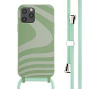 imoshion Coque design en silicone avec cordon pour iPhone 12 (Pro) - Vert rétro