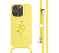 imoshion Coque design en silicone avec cordon pour iPhone 14 Pro - Jaune fleuri