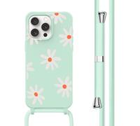 imoshion Coque design en silicone avec cordon pour iPhone 15 Pro - Distance fleur verte