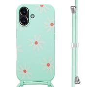 imoshion Coque design en silicone avec cordon pour iPhone 16 - Distance fleur verte