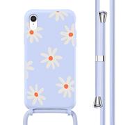 imoshion Coque design en silicone avec cordon pour iPhone Xr - Distance Fleur Lilas