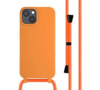 Coque en silicone avec cordon pour iPhone 14 - Orange
