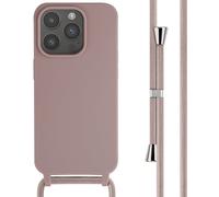 imoshion Coque en silicone avec cordon pour Apple iPhone 15 Pro - Sand Pink