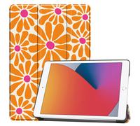 imoshion Coque tablette Design Trifold pour Apple iPad 9 (2021) 10.2 pouces / iPad 8 (2020) 10.2 pouces / iPad 7 (2019) 10.2 pouces - Orange Flower Connect