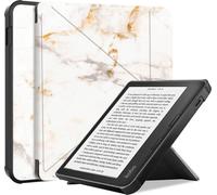 imoshion imoshion Étui de liseuse portefeuille design Pliable Kobo Libra 2 / Tolino Vision 6 White Marble Blanc