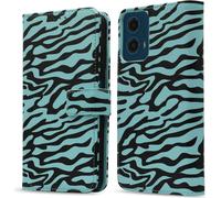 imoshion Design Bookcase voor de Motorola Moto G34 - Black Blue Stripes