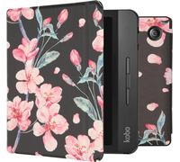 imoshion Design Slim Hard Case Sleep cover with stand for the Kobo Libra H2O - Blossom Watercolour Black