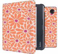 imoshion Design Slim Hard Case Sleepcover met stand for de Kobo Libra Colour - Orange Flowers Connect