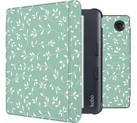 imoshion Design Slim Hard Case Sleepcover met stand voor de Kobo Libra Colour - Smoke Green Flowers