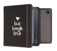 imoshion ?Design Slim Hard Sleepcover avec support pour Kobo Libra 2 / Tolino Vision 6 - Live Laugh Love